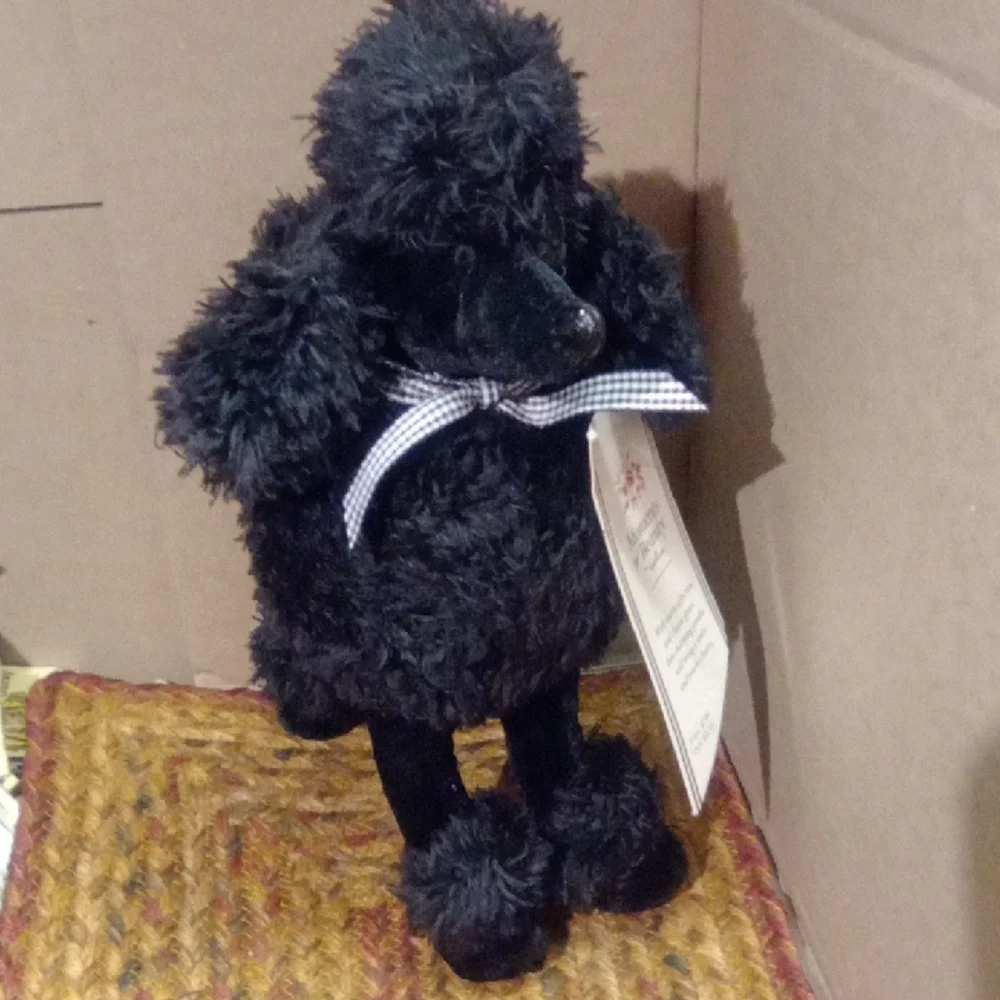 Hallmark Plush Black Poodle with Checkered Bow - Picture 1 of 5